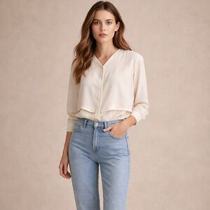 Silk Vintage Blouse Cream Medium August Silk